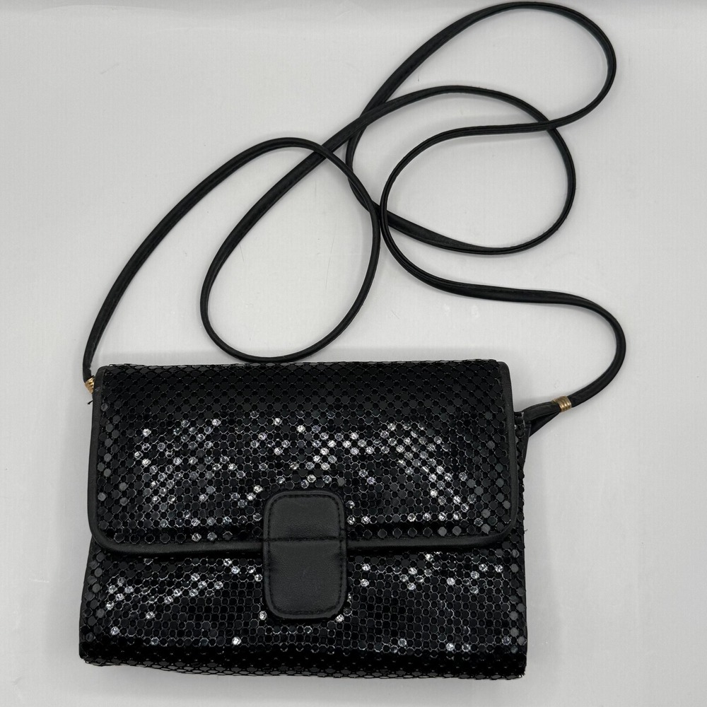 Metal Mesh Crossbody Bag Women Black Vintage Evening Clutch Whiting & Davis